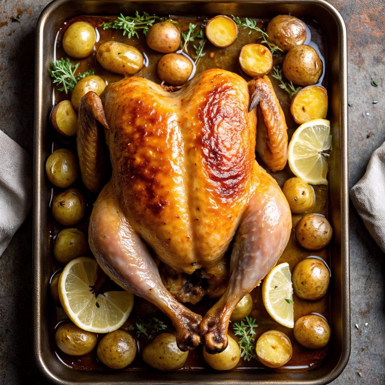 One-Pan Roast Chicken and Potatoes – Crispy Skin, Juicy Meat, Easy Cleanup