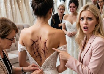 En ouvrant la robe de ma sœur à la boutique de mariage, j’ai poussé un cri d’effroi. Son dos était couvert de marques de cils fraîches. « Si j’annule, son père milliardaire va ruiner nos parents ! » sanglota-t-elle. Avec un sourire froid, j’ai murmuré : « Alors on n’annulera pas. » Ils pensaient que je n’étais qu’une simple conseillère impuissante. Du jour au lendemain, j’ai fait s’écrouler son empire. Tandis que l’arrogant marié remontait l’allée, il fut accueilli par…